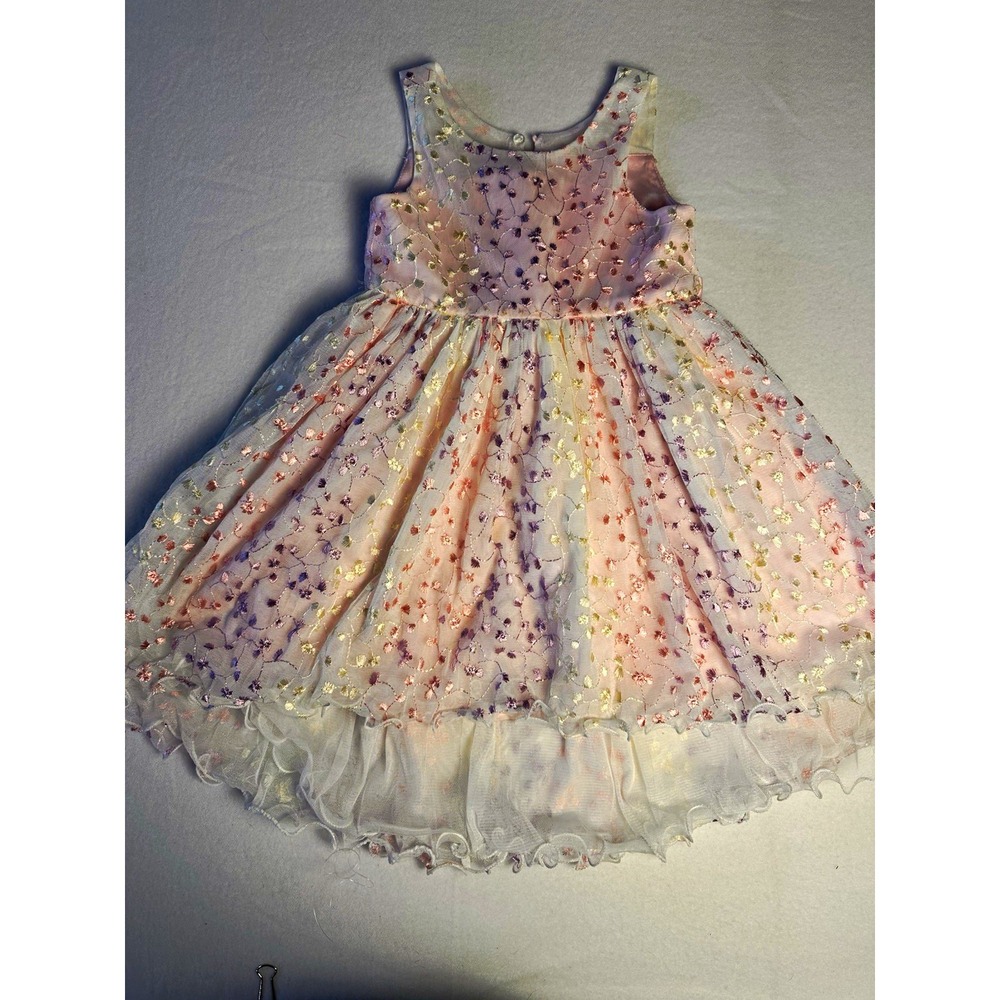 Laura Ashley Girls Size 5 Pink Floral Dress Polyester Flower Girl Easter